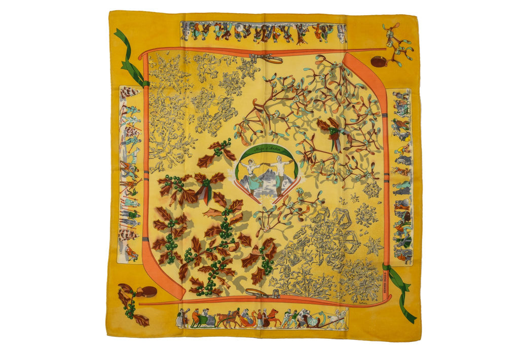 Hermès Yellow Niege D'Antan Silk Scarf