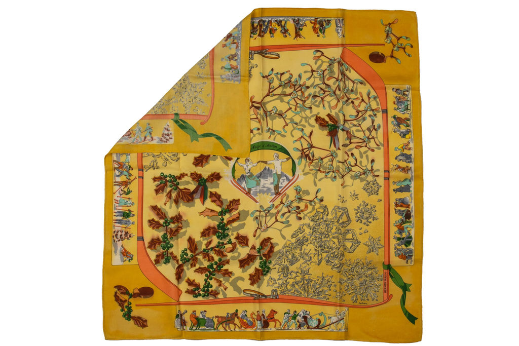 Hermès Yellow Niege D'Antan Silk Scarf