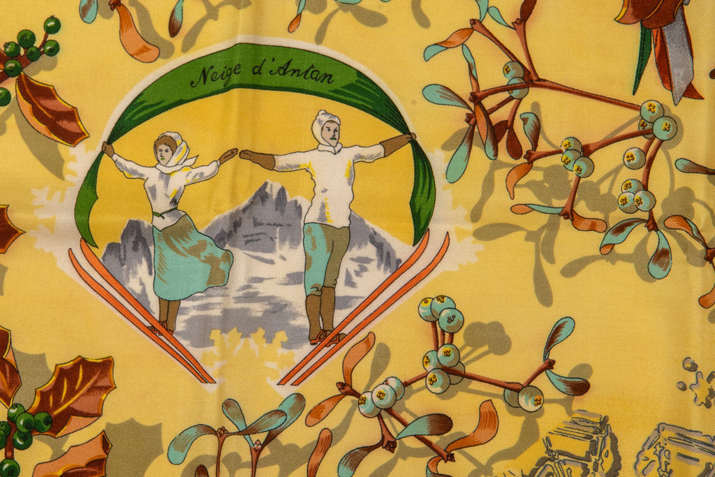 Hermès Yellow Niege D'Antan Silk Scarf