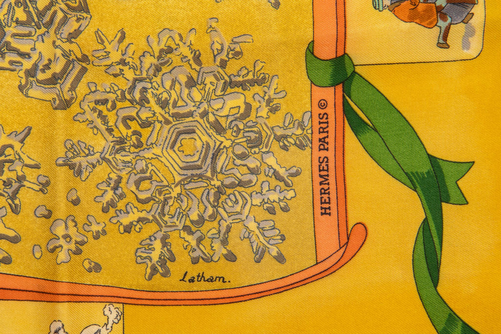 Hermès Yellow Niege D'Antan Silk Scarf