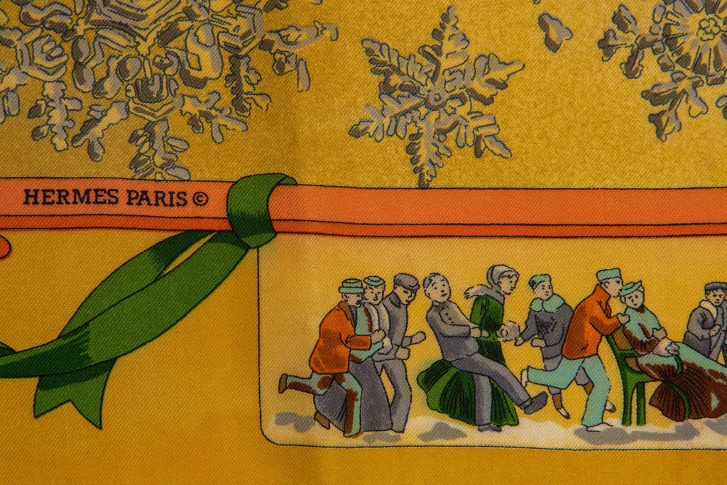 Hermès Yellow Niege D'Antan Silk Scarf