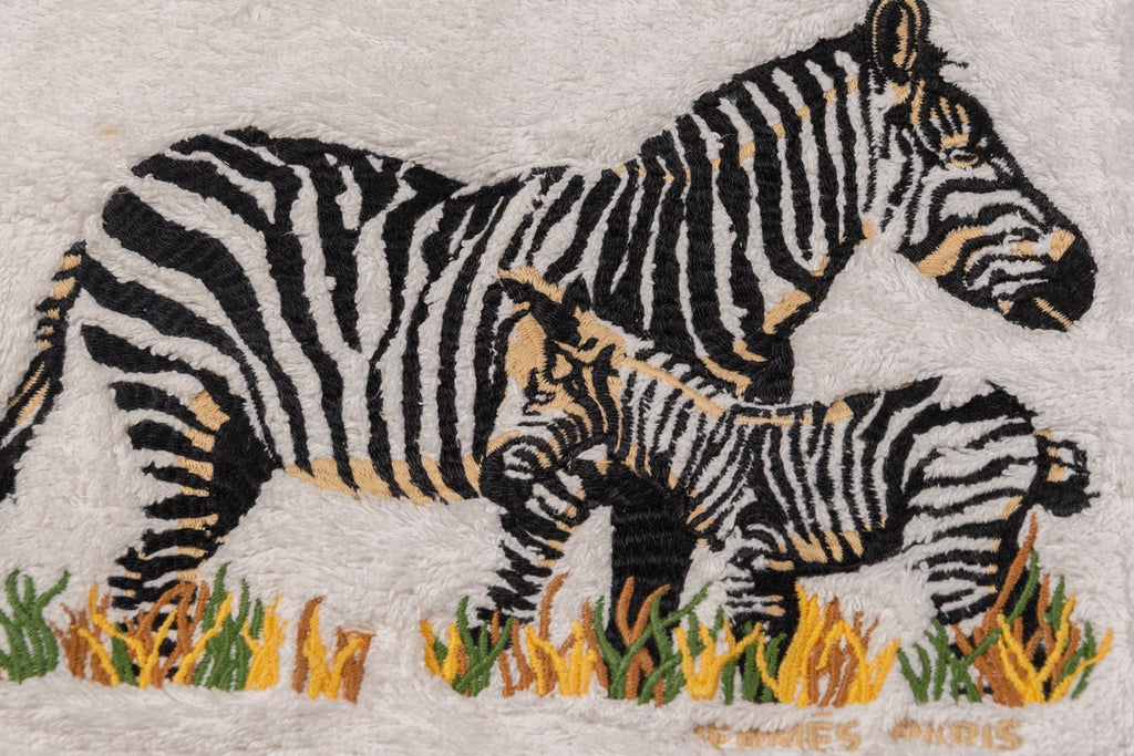 Hermès Vintage Terry Cloth Zebra Towel