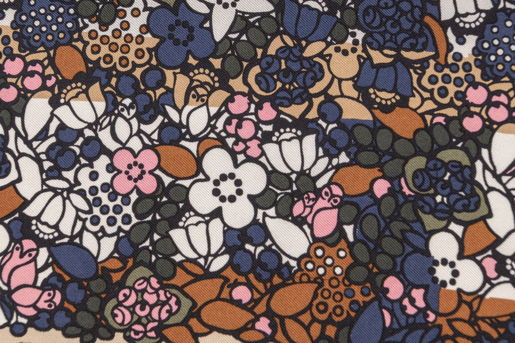 Vuitton Blue  Flower Silk Small Scarf