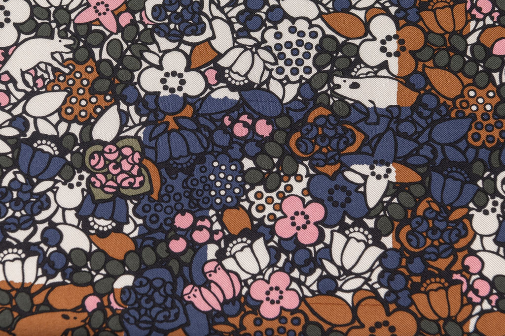 Vuitton Blue  Flower Silk Small Scarf
