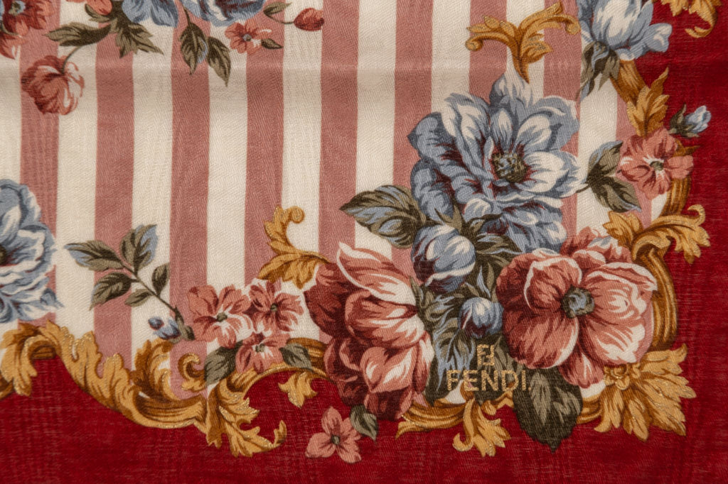 Fendi New Striped Flower Cotton Gavroche