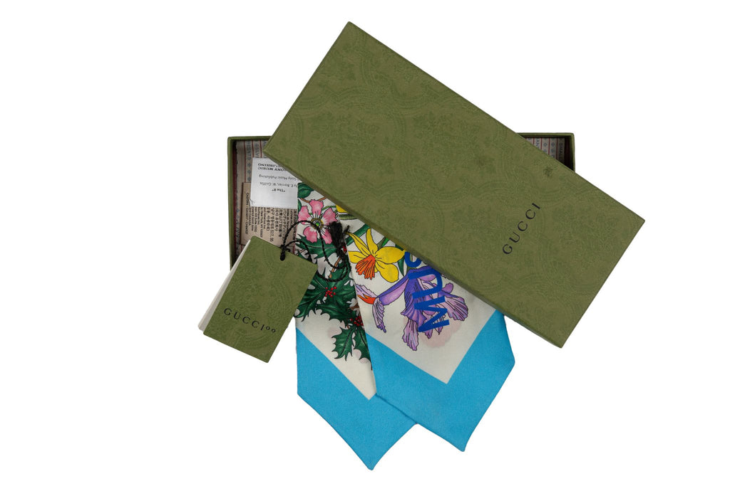 Gucci x Music Silk Turquoise Ascot New