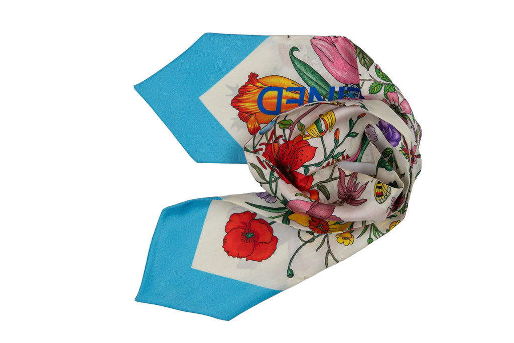Gucci x Music Silk Turquoise Ascot New