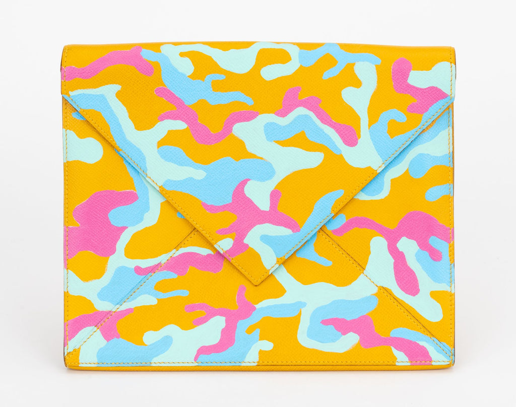 Hermès Custom Painted Yellow Clutch