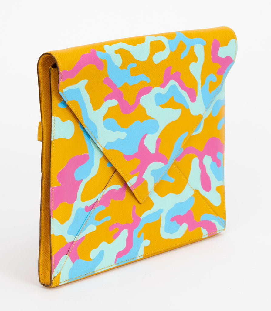 Hermès Custom Painted Yellow Clutch