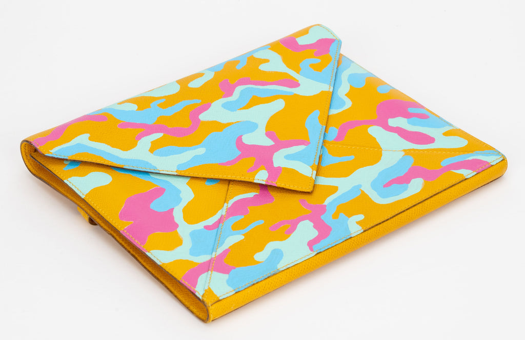 Hermès Custom Painted Yellow Clutch