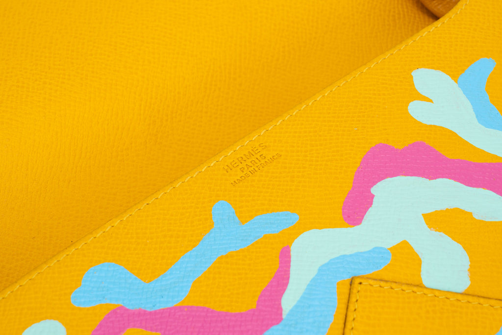 Hermès Custom Painted Yellow Clutch