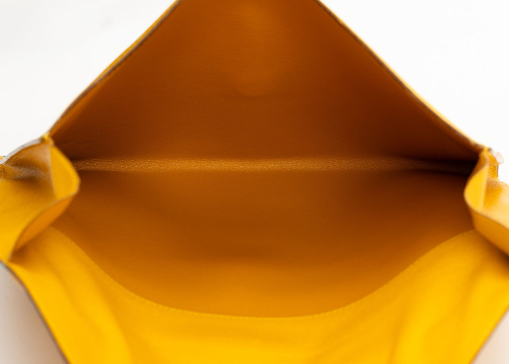 Hermès Custom Painted Yellow Clutch