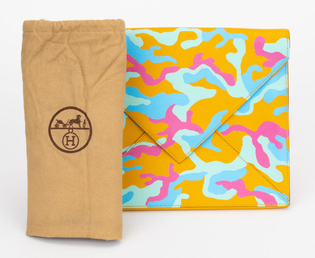 Hermès Custom Painted Yellow Clutch