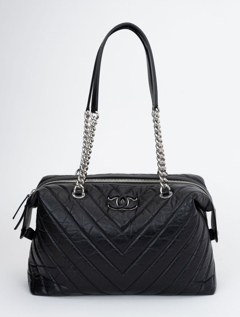 Chanel Black Chevron Shoulder Bag