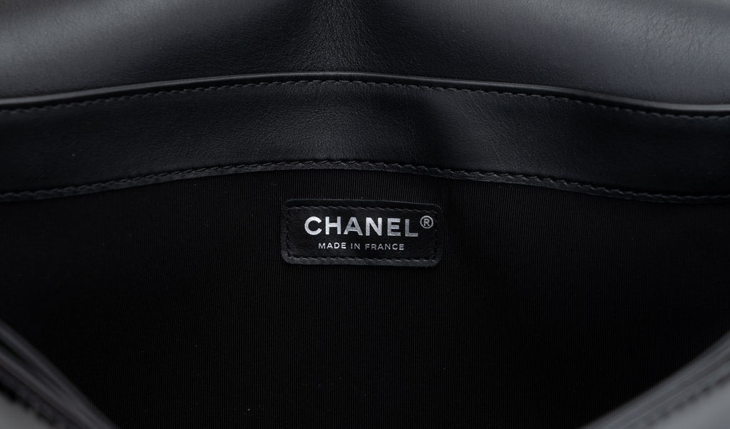 Chanel Black Patent Maxi Boy Bag