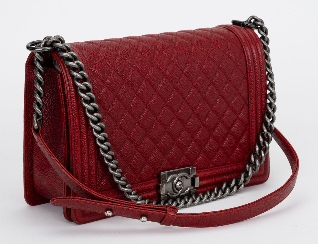 Chanel Medium Dark Red Caviar Boy Bag