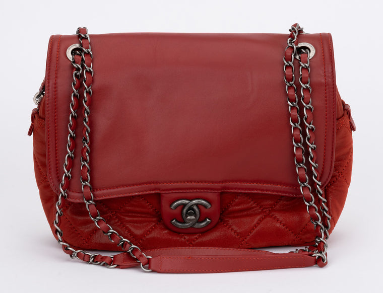 Chanel Red Large 2 Way Shoulder Bag