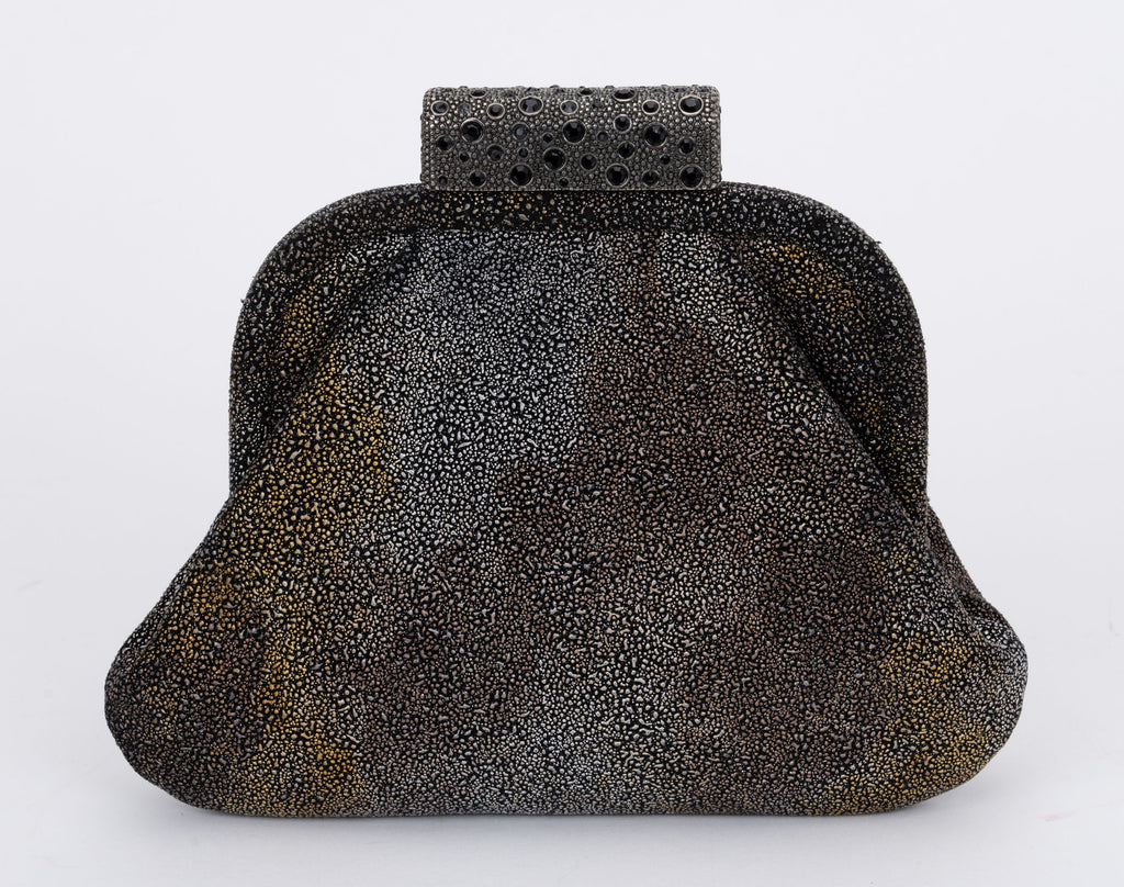 Chanel Grey Beaded Stingray Evening Bag