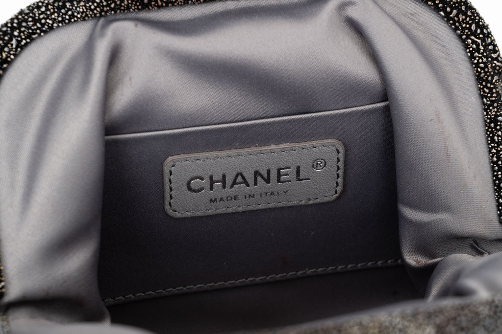 Chanel Grey Beaded Stingray Evening Bag