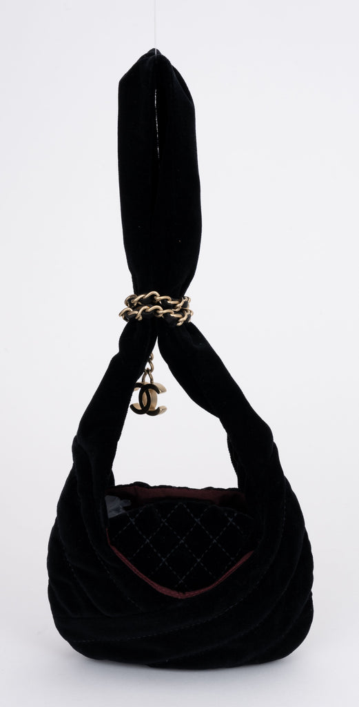 Chanel Black Quilted Velvet Evening Bag