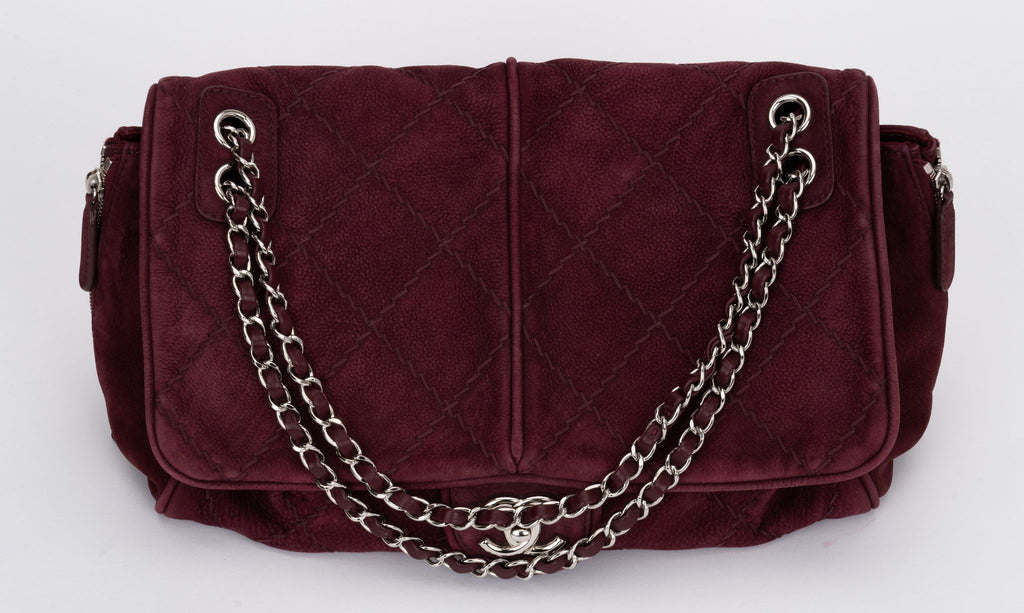 Chanel Burgundy Suede Accordion Jumbo