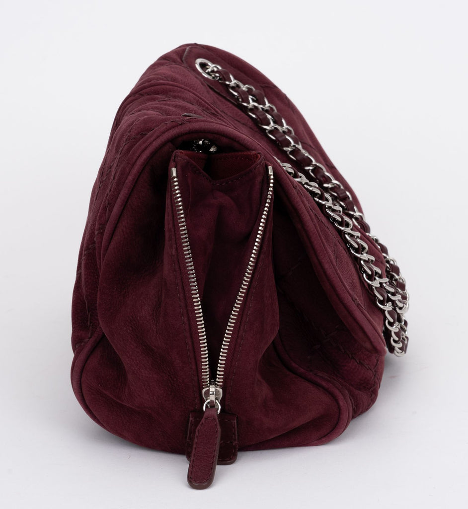 Chanel Burgundy Suede Accordion Jumbo
