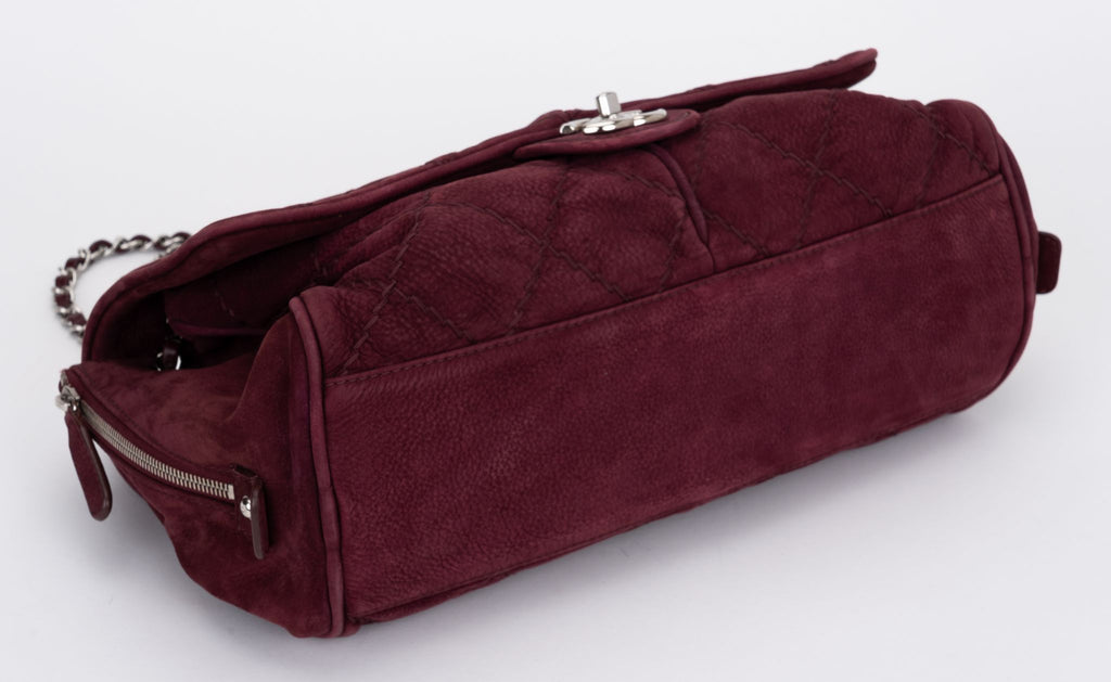 Chanel Burgundy Suede Accordion Jumbo