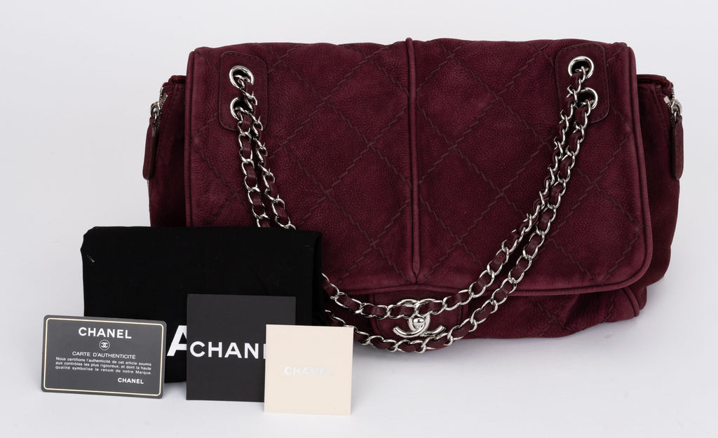 Chanel Burgundy Suede Accordion Jumbo