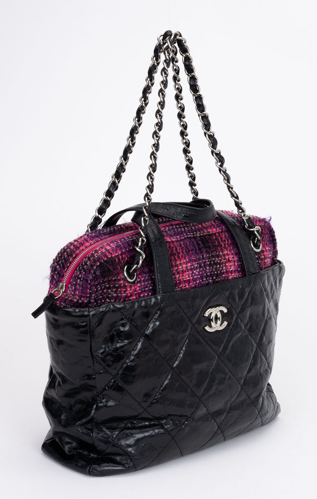 Chanel Black & Fuchsia 2 Way Tote Bag