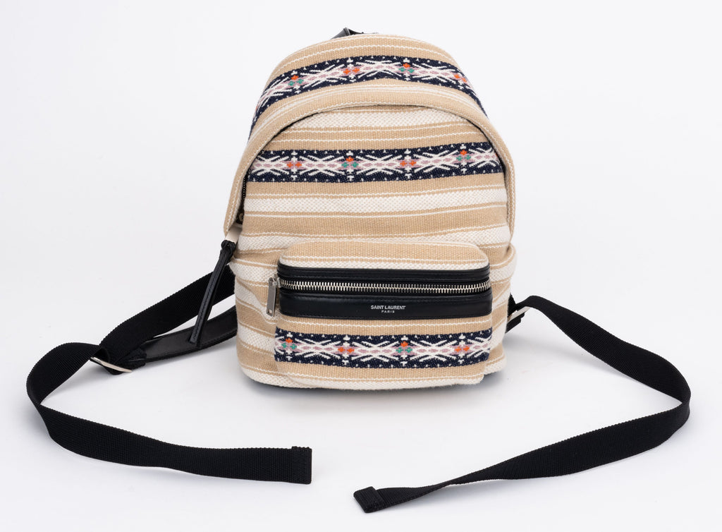 YSL New Embroidered City Backpack Canvas