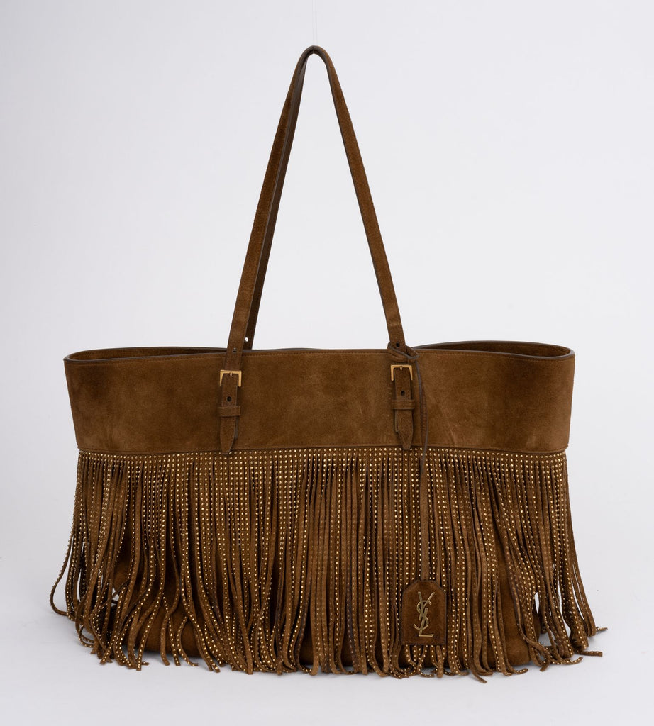 YSL New Brown Suede Fringe Tote