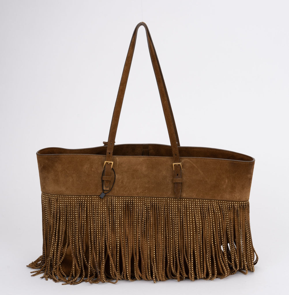 YSL New Brown Suede Fringe Tote