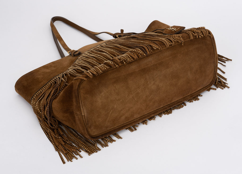 YSL New Brown Suede Fringe Tote