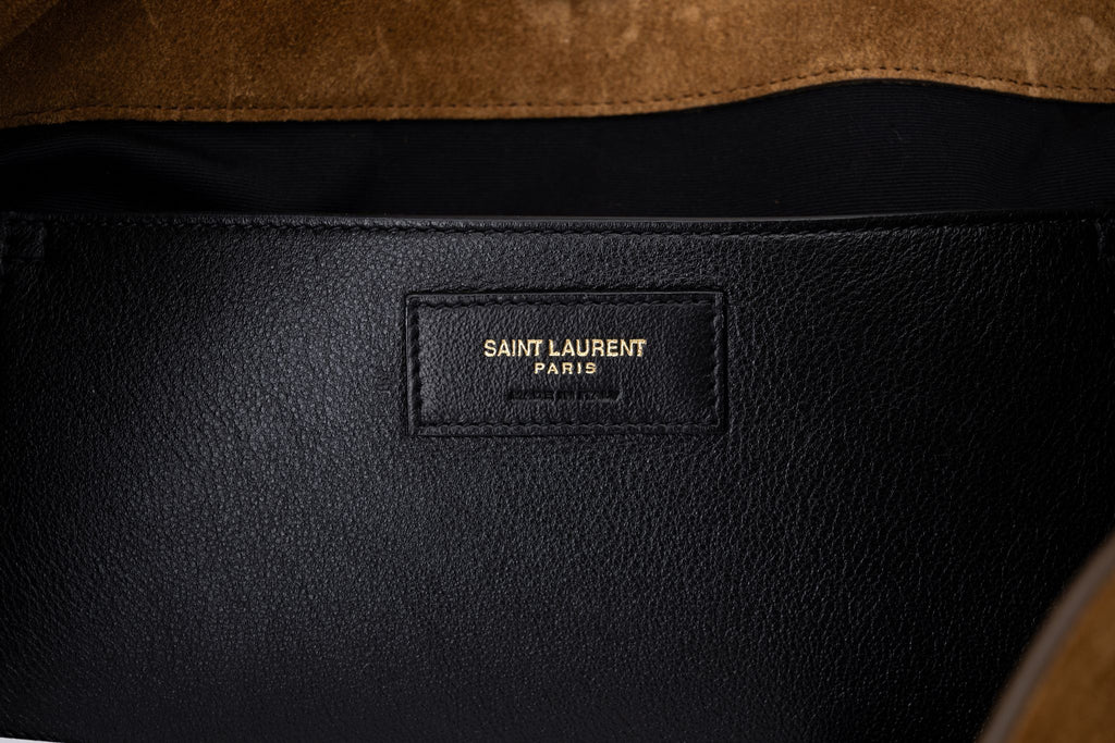 YSL New Brown Suede Fringe Tote