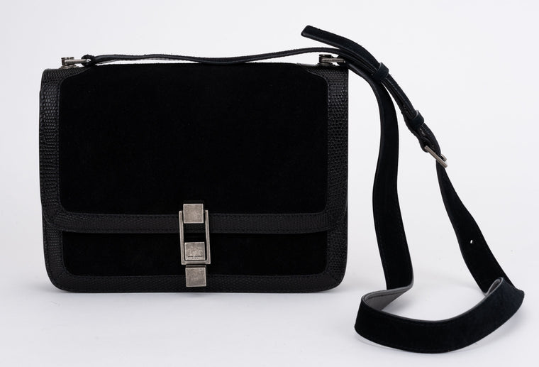 YSL New Black Suede Cross Body Bag