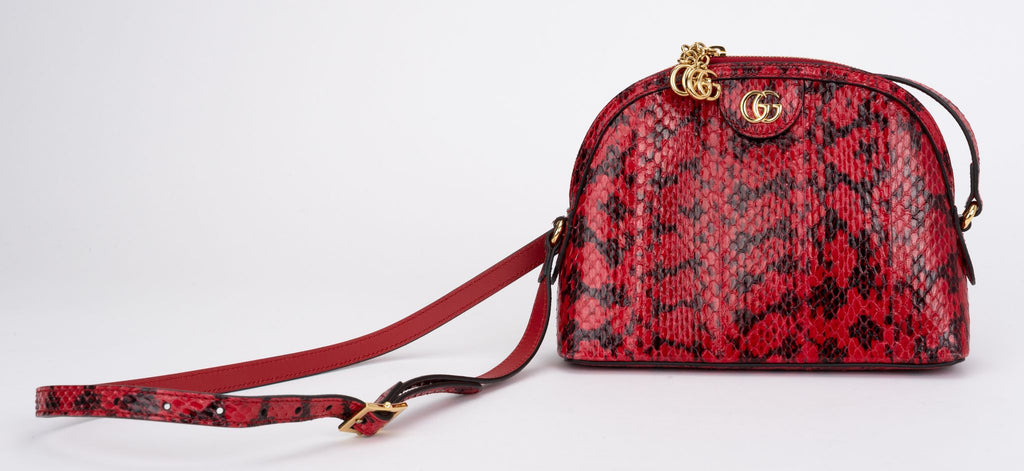 Gucci New Red Water Snake Cross Body Bag