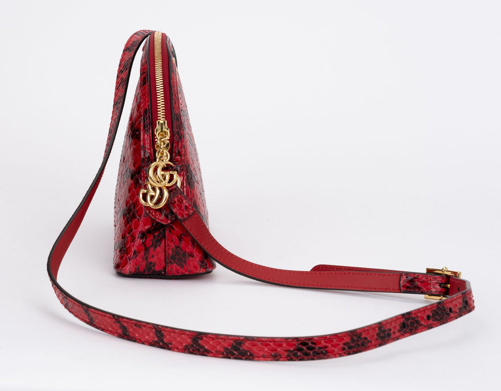 Gucci New Red Water Snake Cross Body Bag