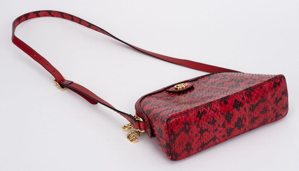 Gucci New Red Water Snake Cross Body Bag