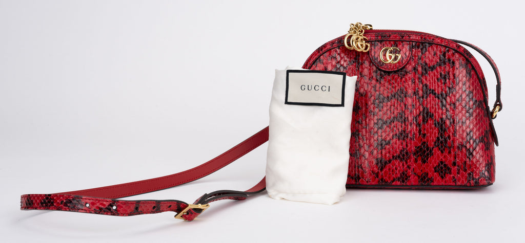 Gucci New Red Water Snake Cross Body Bag