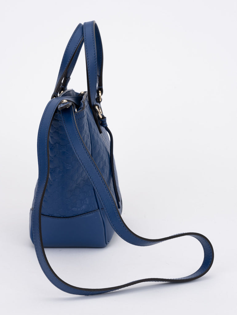 Gucci New Blue Logo Leather 2 Way Bag