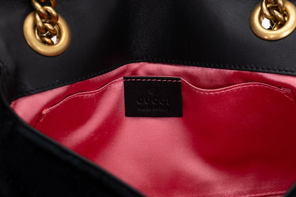 Gucci Marmont Black Velvet Beaded Flap