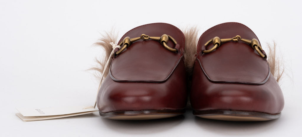 Gucci New Men Size 6 Maroon Furry Slides