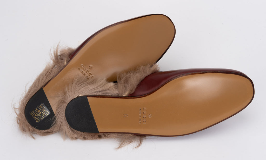Gucci New Men Size 6 Maroon Furry Slides