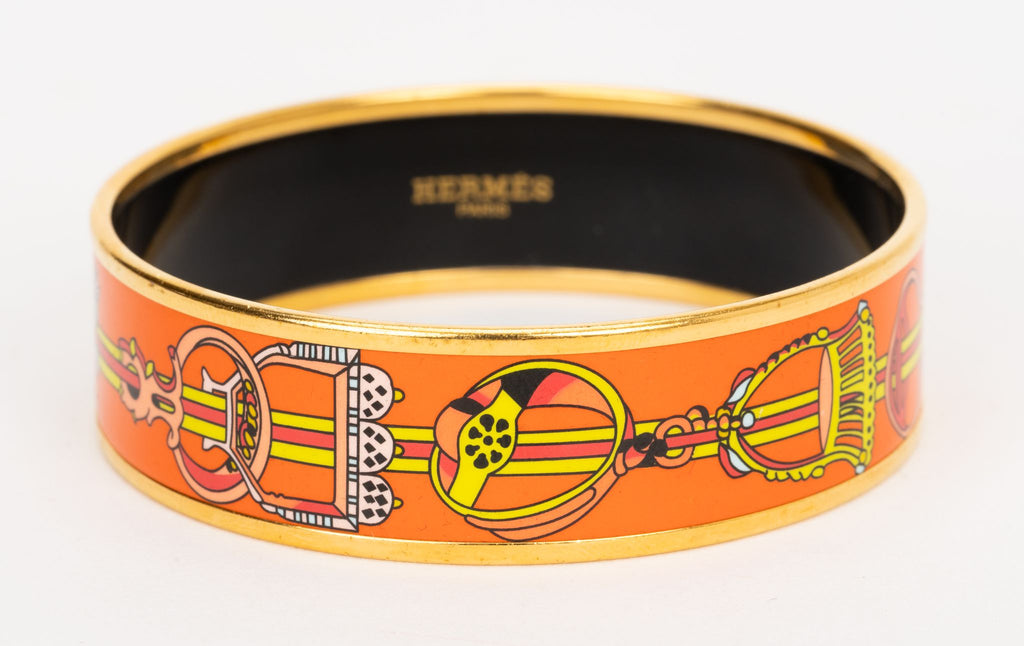Hermes Medium Orange Enamel Bangle