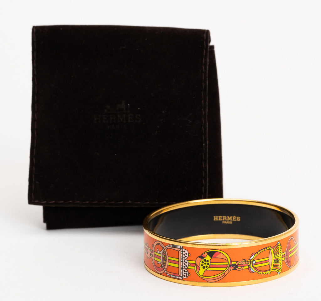 Hermes Medium Orange Enamel Bangle