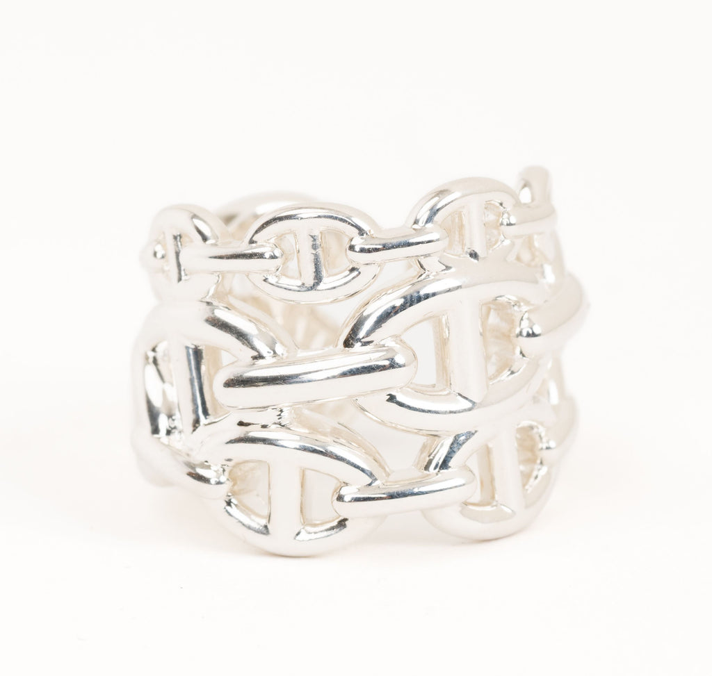 Hermès New Sterling Chain Ring Size 6.75