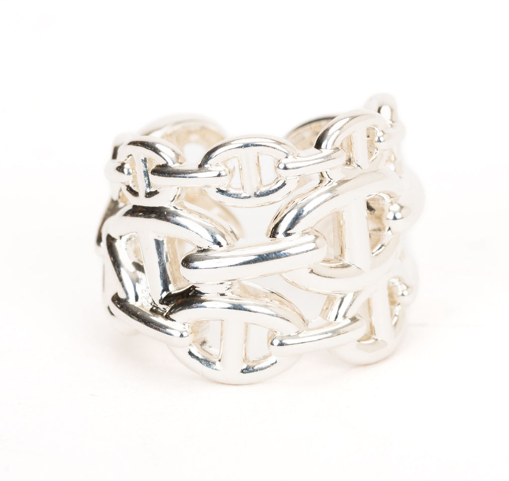 Hermès New Sterling Chain Ring Size 6.75