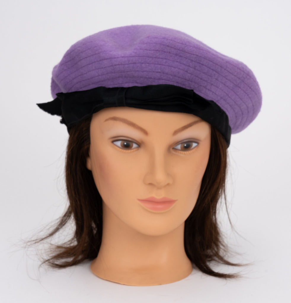 Chanel Lilac & Black Wool Beret