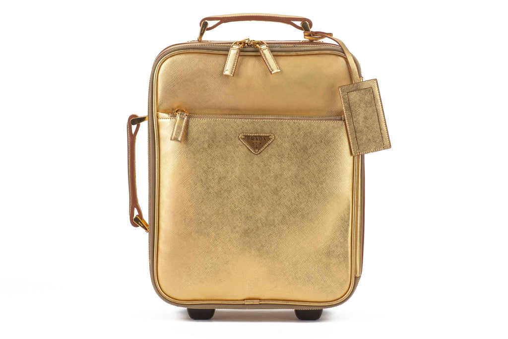 Prada Gold Saffiano Small Carry On Bag