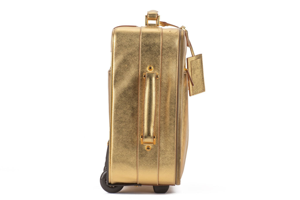Prada Gold Saffiano Small Carry On Bag